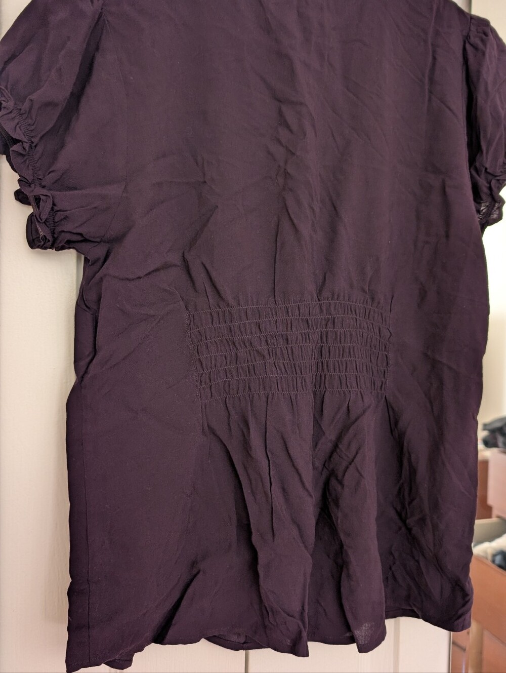 ANTHRO Odille Ruffle Top In Plum Purple - Picture 9 of 12